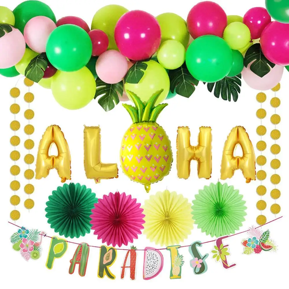 Летние тропические вечерние воздушные шары Aloha с золотой фольгой латексные
