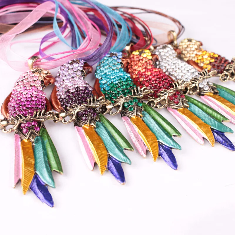 6 видов цветов Женская красочная подвеска Имитация кристаллов попугай свитера