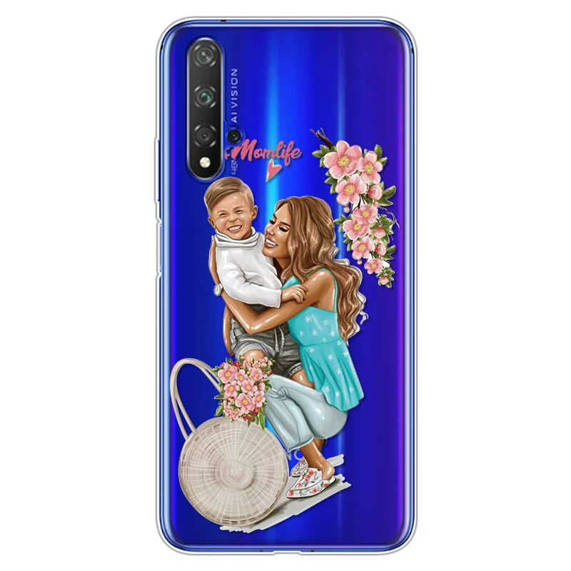 0c1mao Модные черно-коричневые накладки для мамы и дочки, для huawei Honor 20, чехол s 6,2", мягкие чехлы из ТПУ для huawei Honor 20 Pro, чехол - Цвет: 0c1mao