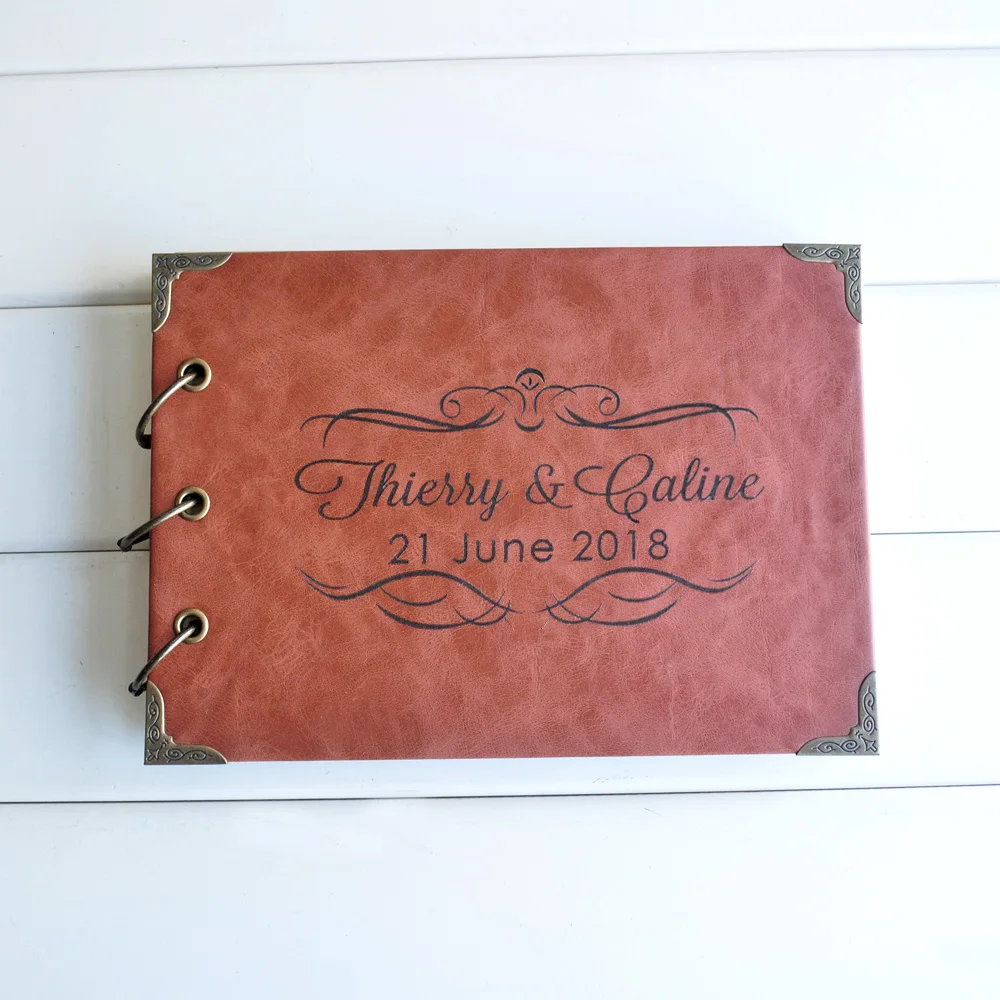 

Personalized Leather Guest Book, Custom Wedding Guest Book, Wedding Guestbook Album, Bridal Shower Wedding Gifts Book