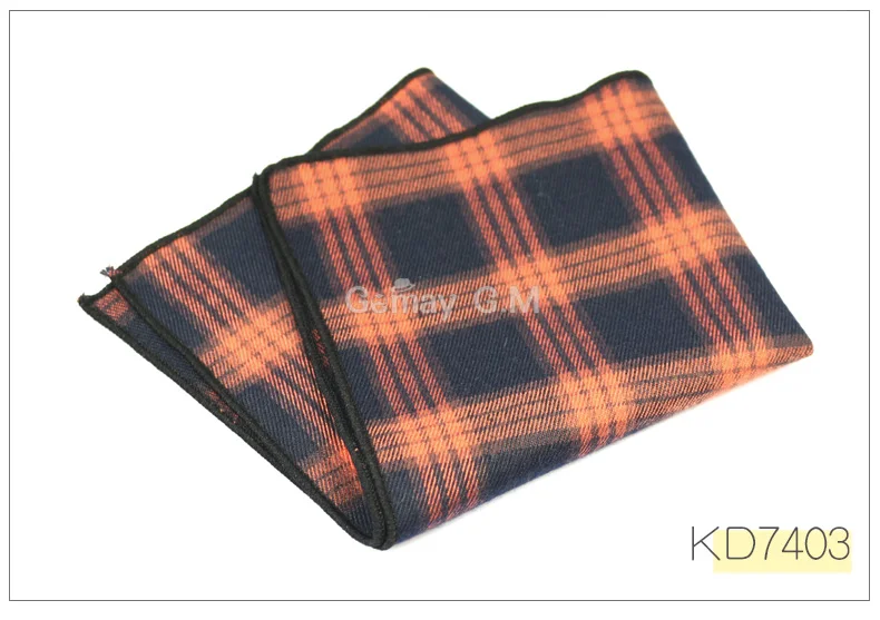 High Quality Cotton Mens Pocket Square Adult Plaid Hankerchief Scarves Vintage Hankies Men's Hanky Square Handkerchiefs - Цвет: KD7403