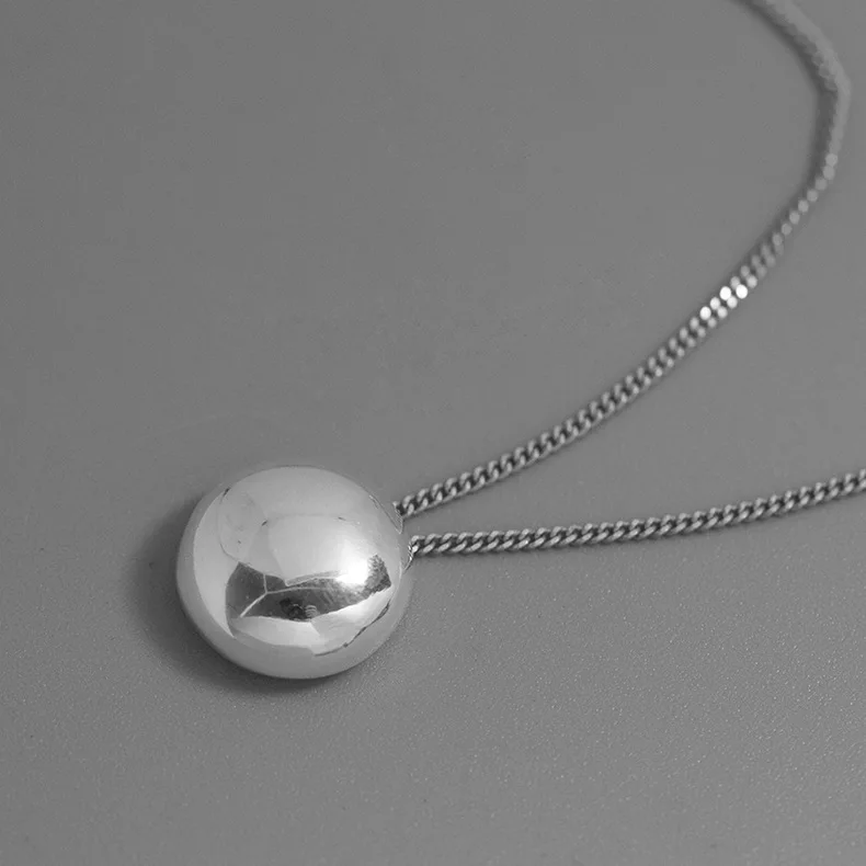 Silver INATURE, 925 пробы, серебряное простое круглое ожерелье с подвеской, женское массивное ювелирное изделие - Окраска металла: Silver