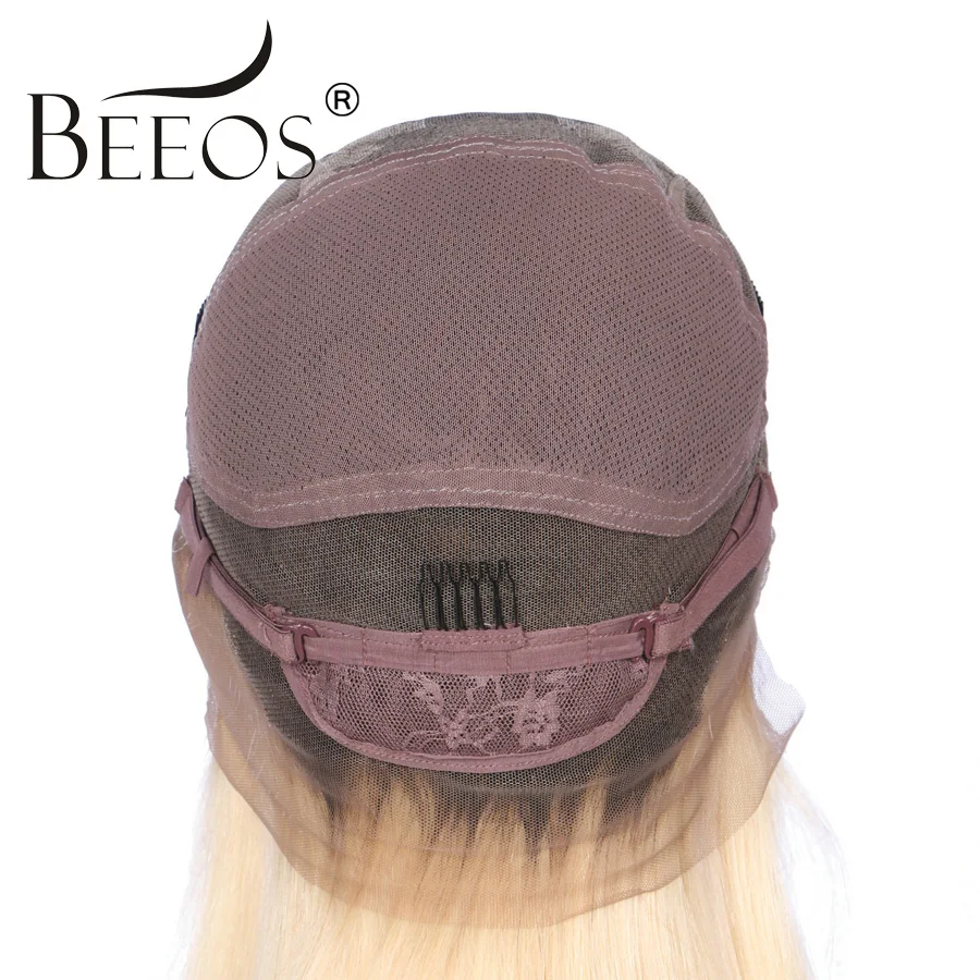 Beeos#4T#613 бесклеевые полностью кружевные человеческие волосы парики с детскими волосами Омбре блонд предварительно сорванные волосы remy перуанские парики для женщин 130