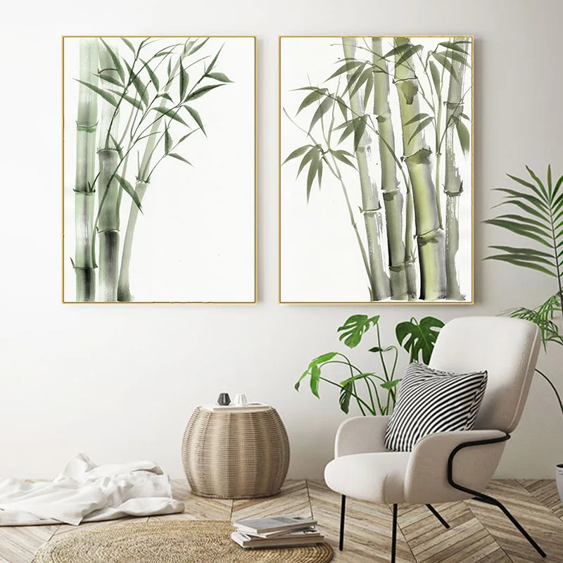 Chinese Style Watercolor Bamboo Wall Poster Zen Modern Canvas Art Print Painting Contemporary Home Office Decoration Picture | Дом и сад