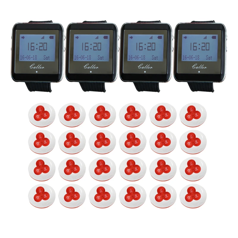 Беспроводная система вызова официанта 4 приемника 24 пейджер для