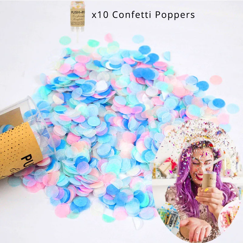 10pc Poppers 8 Cyuan 10 шт Разноцветные пушки-попперы с конфетти для украшения свадьбы, дня рождения, вечеринки, вечеринки, вечерние принадлежности - Цвет: 10pc Poppers 8
