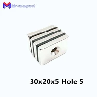 permanent magnet 50pcs 30x20x5 mm block countersunk magnets hole 5mm super strong rare earth neodymium magnet neodimium hole