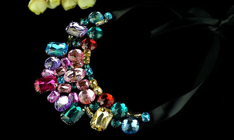 Женское винтажное ожерелье многоцветное колье с кристаллами | Украшения и