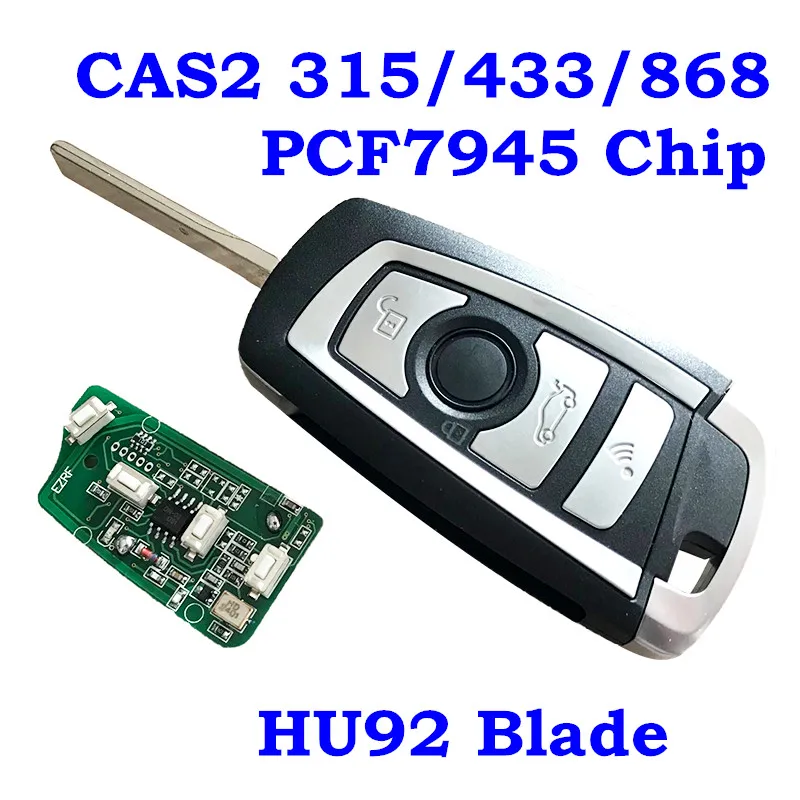 Modified Flip Car Remote Key Fob 315MHz 433MHz 868MHzPCF7945 Chip For BMW CAS2 1 3 5 6 Series E93 E60 Z4 X5 X3 HU92 Blade Uncut