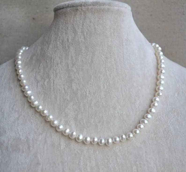 Perfect Women'S Pearl Jewelry White Color 6-7mm Natural Freshwater Necklace 18inches Wedding Birthday Gift | Украшения и