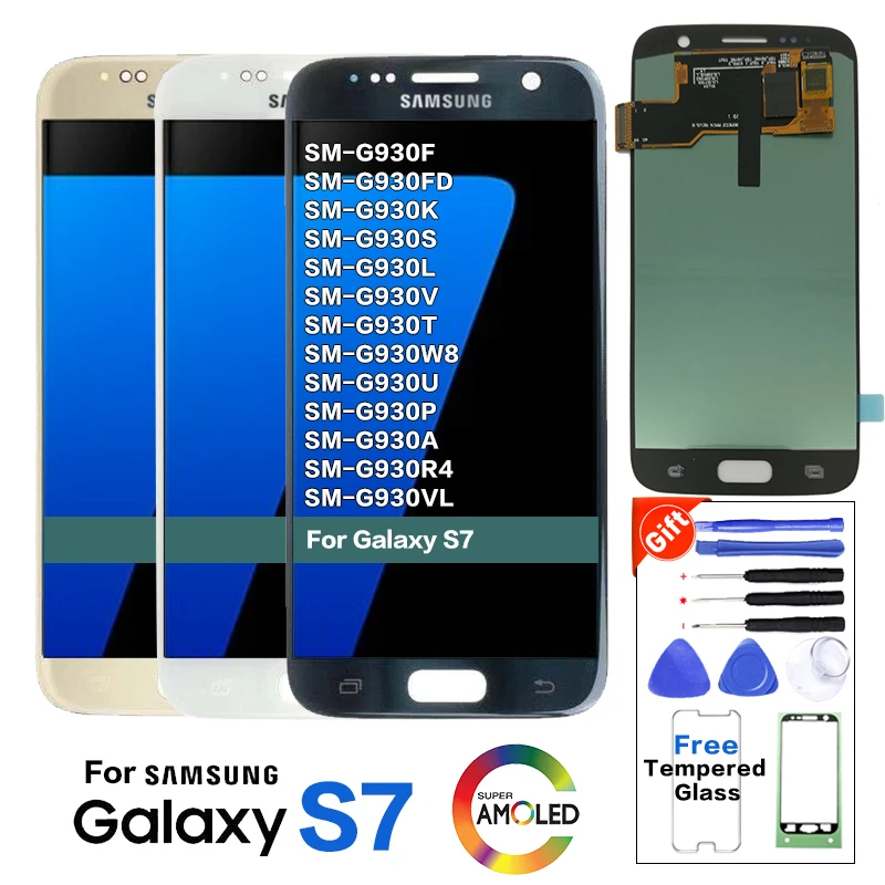 Супер AMOLED 5,1 ''экран для SAMSUNG Galaxy S7 ЖК-дисплей G930 G930F G930A сенсорный дигитайзер сборка S7 ЖК-дисплей маленькие ожоги