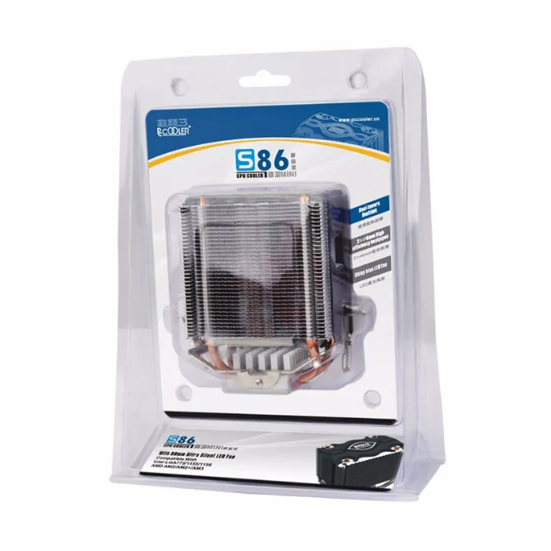 Кулер ЦП PCCOOLER 2 тепловые трубы 80 мм светодиодный Blu-Ray вентилятор для intel LGA775 1150 1151