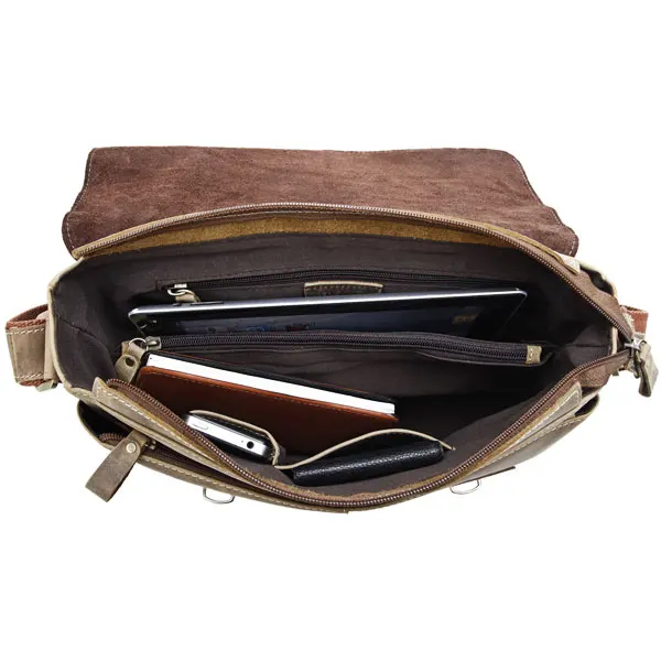 High Quality Vintage Brown Thick Durable Crazy Horse Genuine Leather Men Messenger Bags Male Shoulder M6002 | Багаж и сумки
