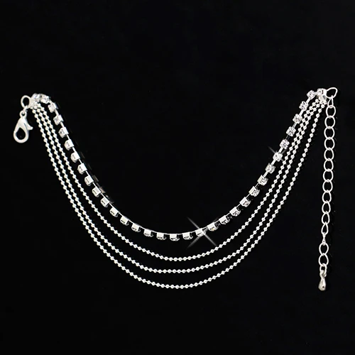 Женские сандалии Bluelans с 4 слоями кристаллов украшенные бисером на щиколотке