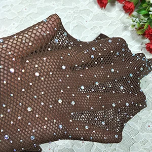 Новое сексуальное нижнее белье, сексуальные ажурные колготки с открытой промежностью, женские блестящие чулки в сетку, блестящие стразы, чулки - Цвет: Brown