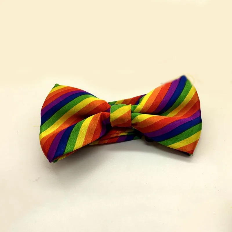 Мужской и Женский Радужный полосатый галстук бабочка Повседневное платье