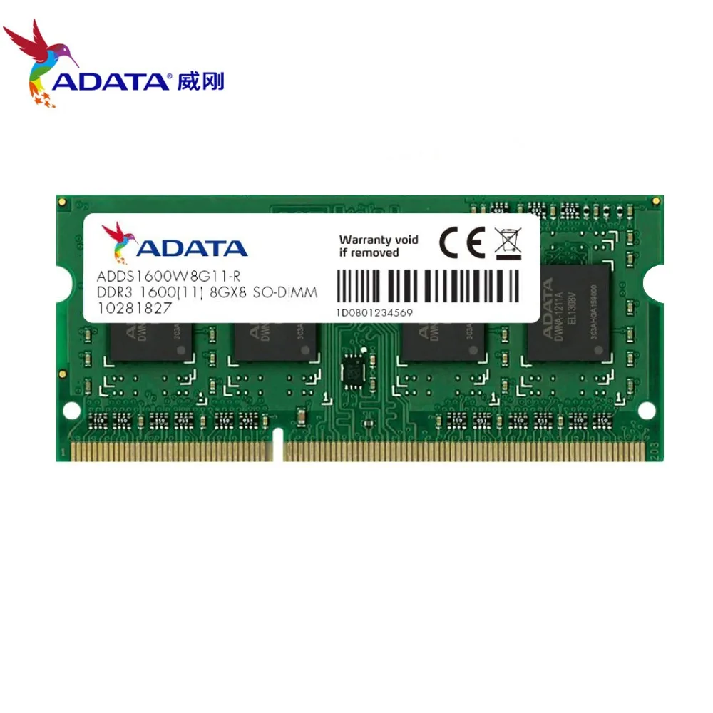 AData 16GB 2pcsX8GB 8G DDR3 8GB 1600MHz PC3 12800 ноутбук RAM SO DIMM 1333 10600 204 PIN память ноутбука|Оперативная