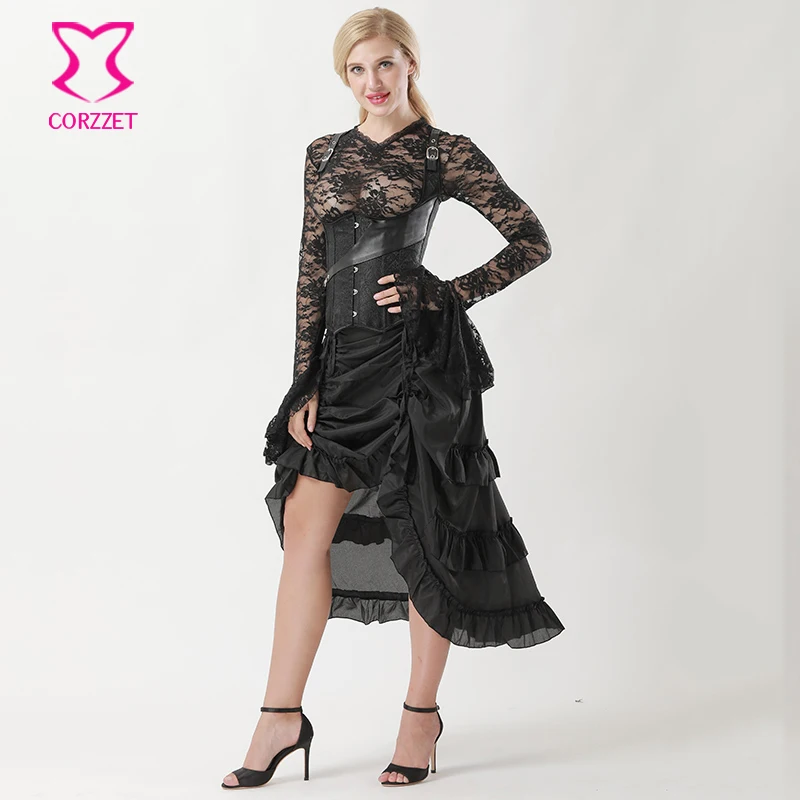 Черный корсет майка в стиле стимпанк|underbust corset vest|corset vestunderbust |