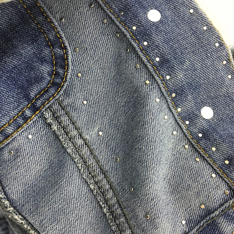 Женские джинсовые куртки и пальто демисезонные джинсы с заклепками 9CT001 | Женская