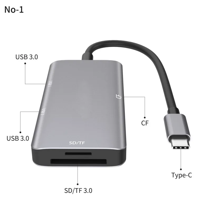 Для ПК ноутбук аксессуары type-c к CF/SD/TF кард-ридер мульти тип-c USB c 3,0 концентратор 3 порта OTG адаптер сплиттер Sd/tf кард-ридер