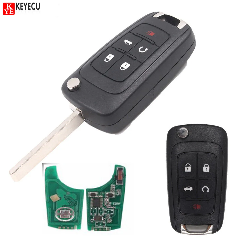 KEYECU совершенно новый складной дистанционный ключ с 5 кнопками для Chevrolet Buick Opel 433