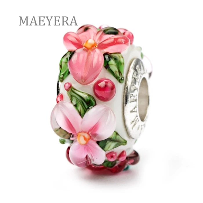 MAEYERA подлинное 925 пробы серебро розовый цветок стерео лепестки из муранского