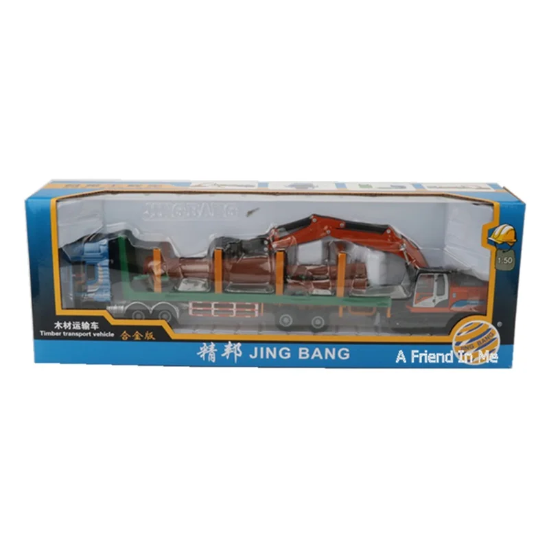JINGBANG 1:50, 2 шт., бортовой прицеп, захватная деревянная машина, игрушечный сплав, лесовоз, транспортный грузовик, модель, детские игрушки, грузовики