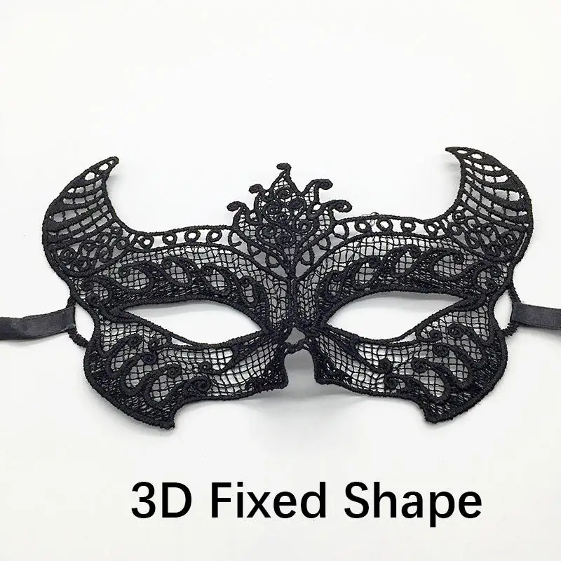 H-3D Голова быка выдалбливают Дамы Сексуальная Маскарадная маска из кружева для карнавала Хэллоуин Маскарад Половина лица мяч Вечерние Маски#30 - Цвет: H-3D