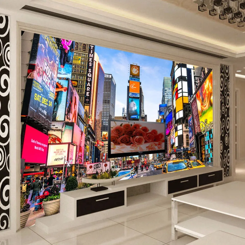 Настенные 3D обои по индивидуальному размеру современный город улица Нью-Йорка