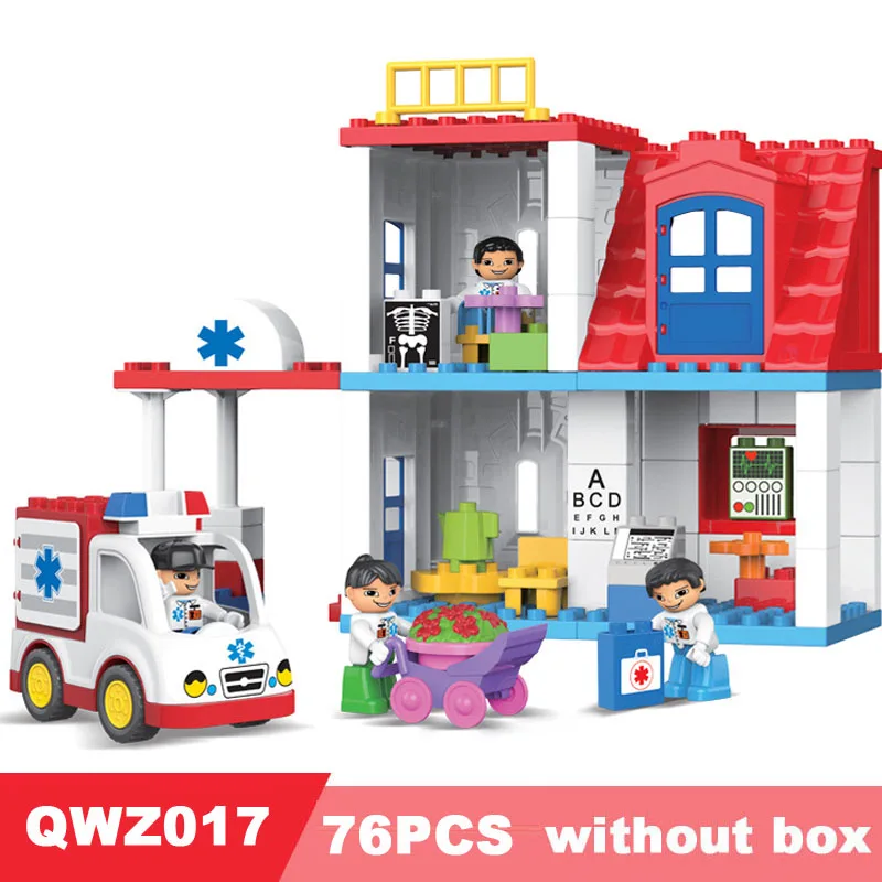 without box QWZ 50-120 шт крупные частицы Городская больница аварийный Вертолет Модель Строительный блок медсестры доктор DIY Кирпичи - Цвет: without box
