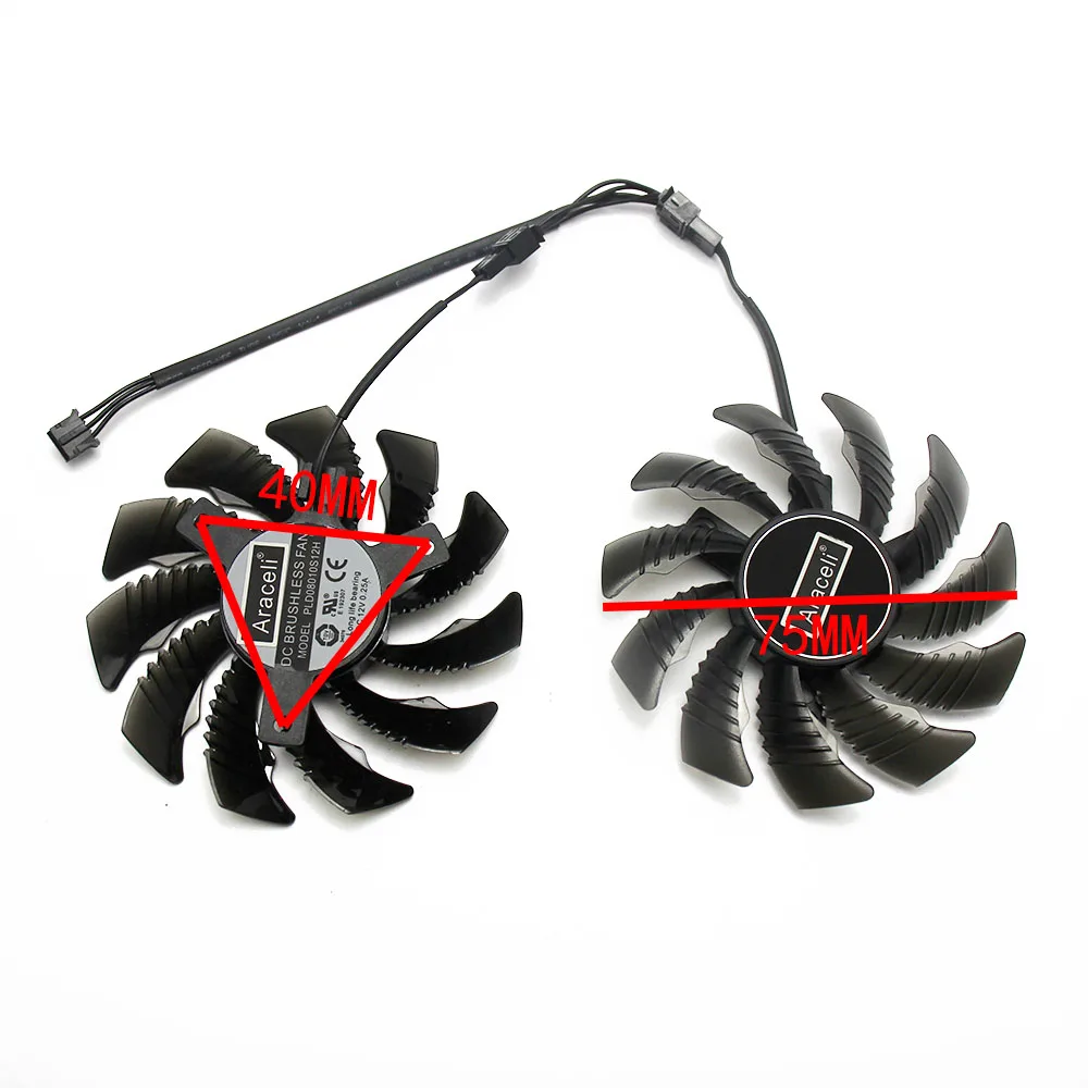 2 шт./лот 2pin + 3pin для Gigabyte GeForce GTX 1650 OC CN 4G PLD08010S12H вентилятор графической карты |