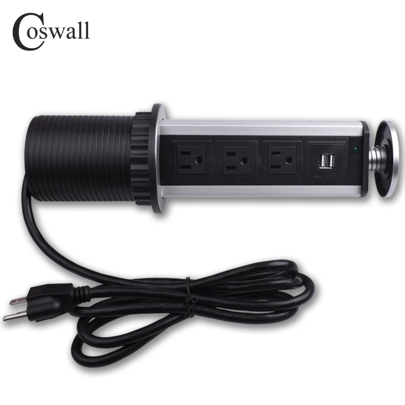 COSWALL 15A PULL POP UP 3 power US Socket 2 usb порт для зарядки кухонные настольные розетки