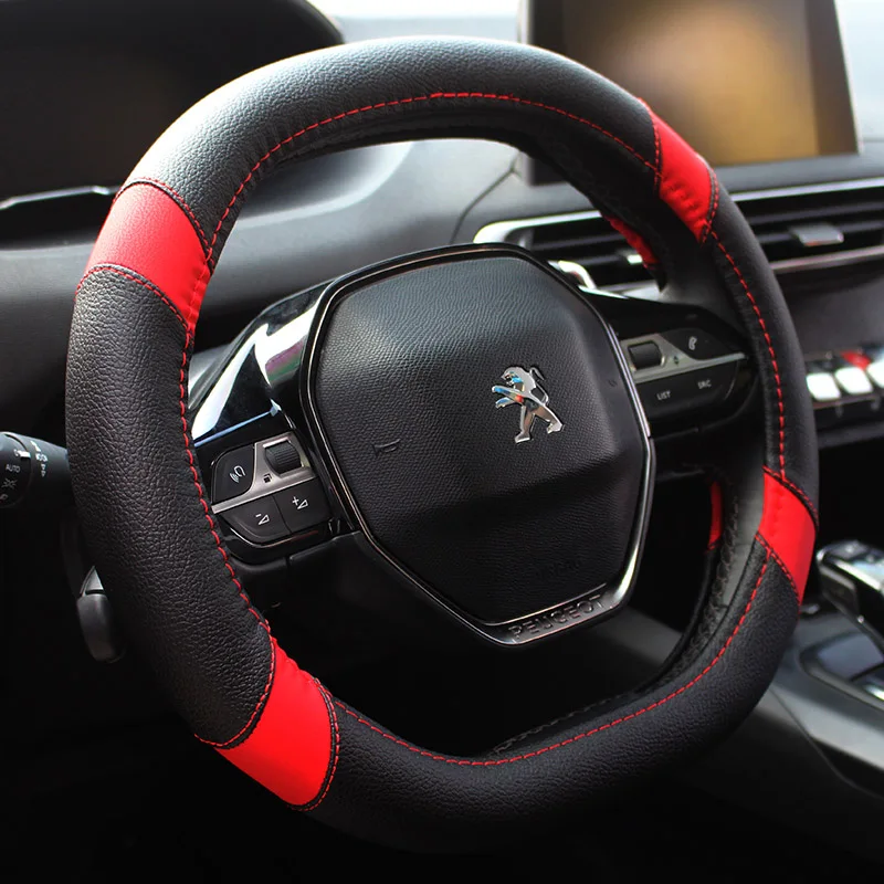 DERMAY чехол рулевого колеса автомобиля микро волокна кожи индивидуальные для peugeot 4008 peugeot 5008 5 цветов Высокое качество - Название цвета: Красный