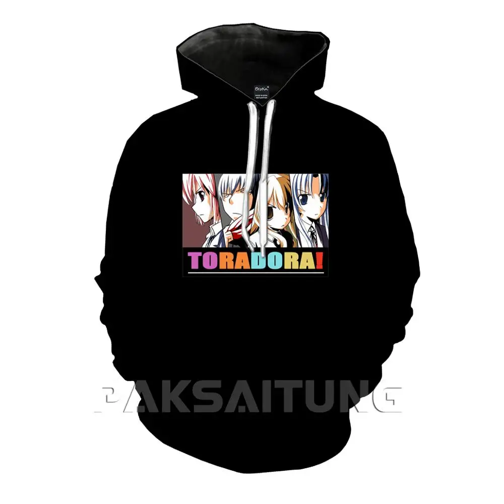 PAKSAITUNG аниме Toradora 3D принт футболка/толстовка/толстовки на молнии унисекс Harajuku