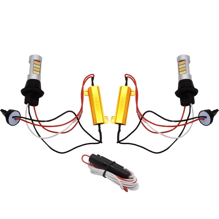 YIJINSHENG T20 Led 42 SMD высокая мощность дневной ходовой светильник+ сигнал поворота DRL двойной режим 1156 T20 T25 7440 SMD WY21W ходовые лампы