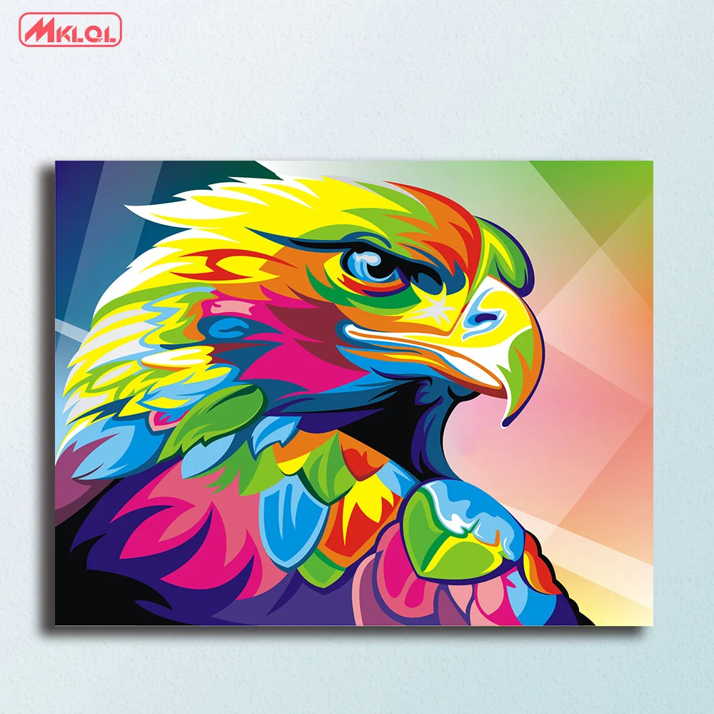 

Large Size Wall art Colorful Eagle animal Canvas Painting For Living Room Home Decoration Oil Painting On Canvas Wall Painting