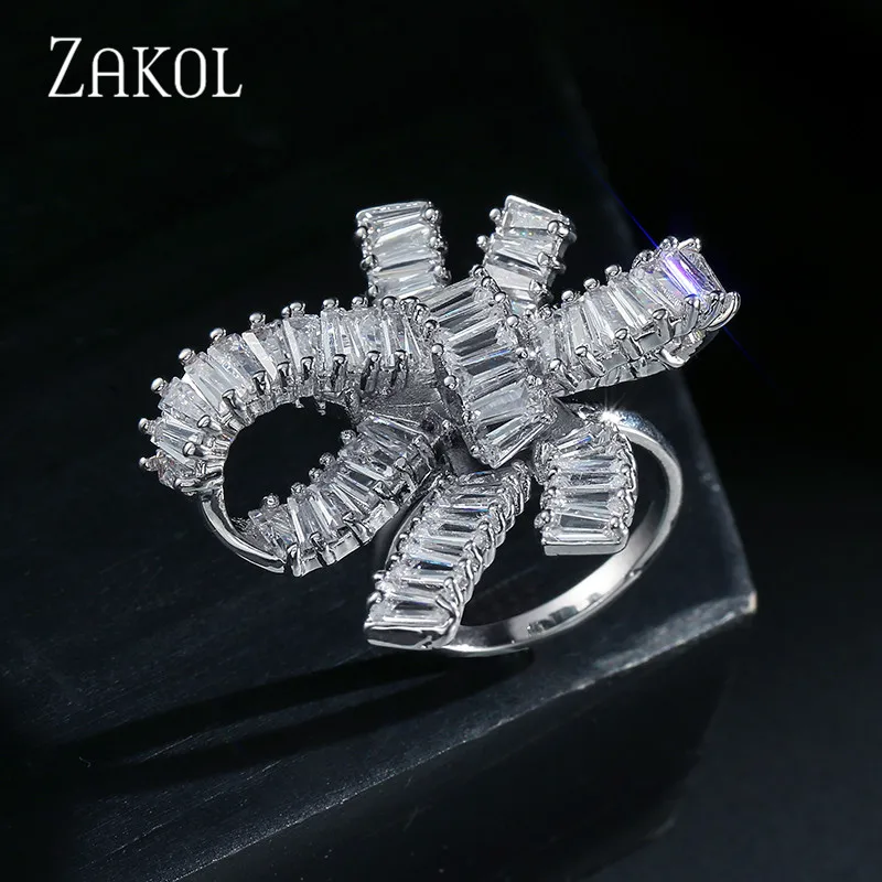 ZAKOL белый кубический циркон ювелирные изделия для женщин обручальные кольца с