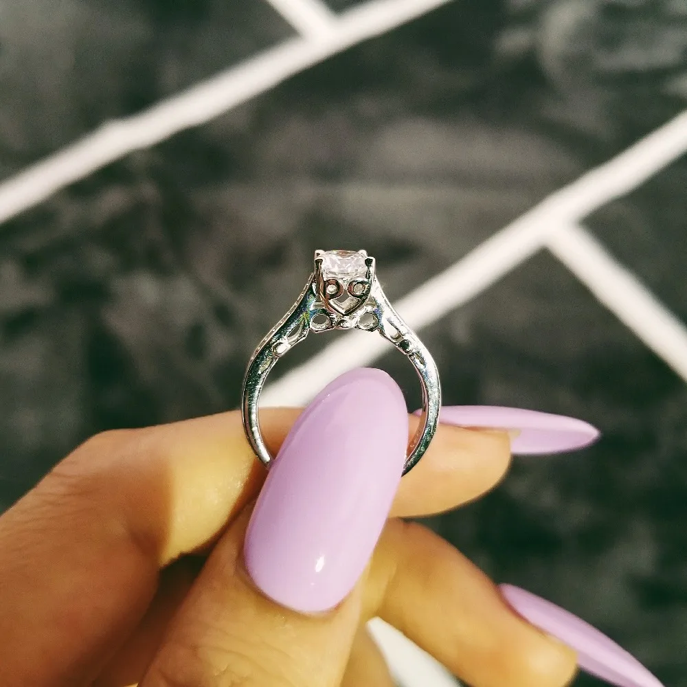 

Solid Real Two Gifts Luxury Genuine 925 pure Sterling Silver rings for women wedding engagement R1518