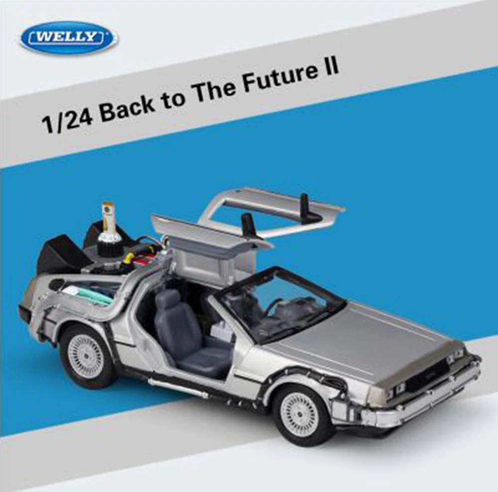 WELLY 1:24 литая под давлением модель автомобиля Фильм Назад в будущее металлическая игрушка автомобиль сплав классический автомобиль подарок автомобили с коробкой детские игрушки