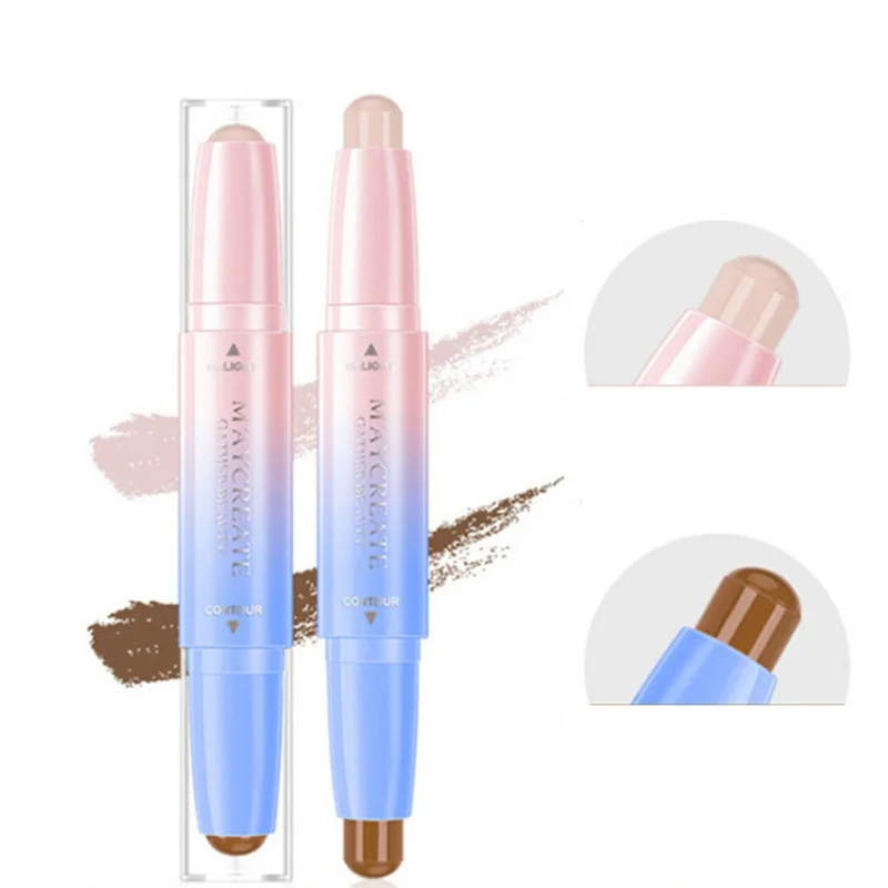 Double Head 3D Bronzer Highlighter Stick Face Makeup Concealer Pen Foundation Cream Texture Contour Pencil Beauty Cosmetic | Красота и