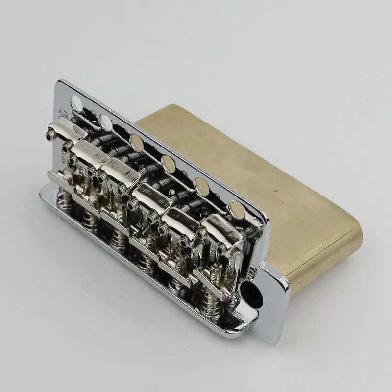 Wilkinson ST Electric Guitar Tremolo System Bridge + Bent Steel Saddles+Brass Block WV6 Chrome | Parts &amp Accessories