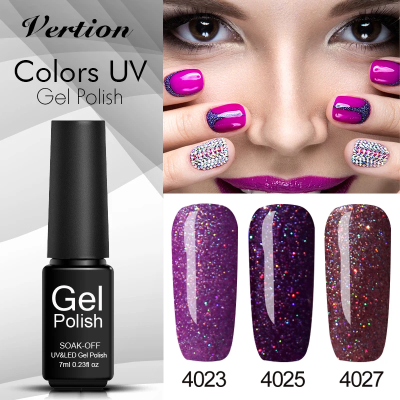 Вернция гель для ногтей с блестками лак Lucky длительный неоновый Гель