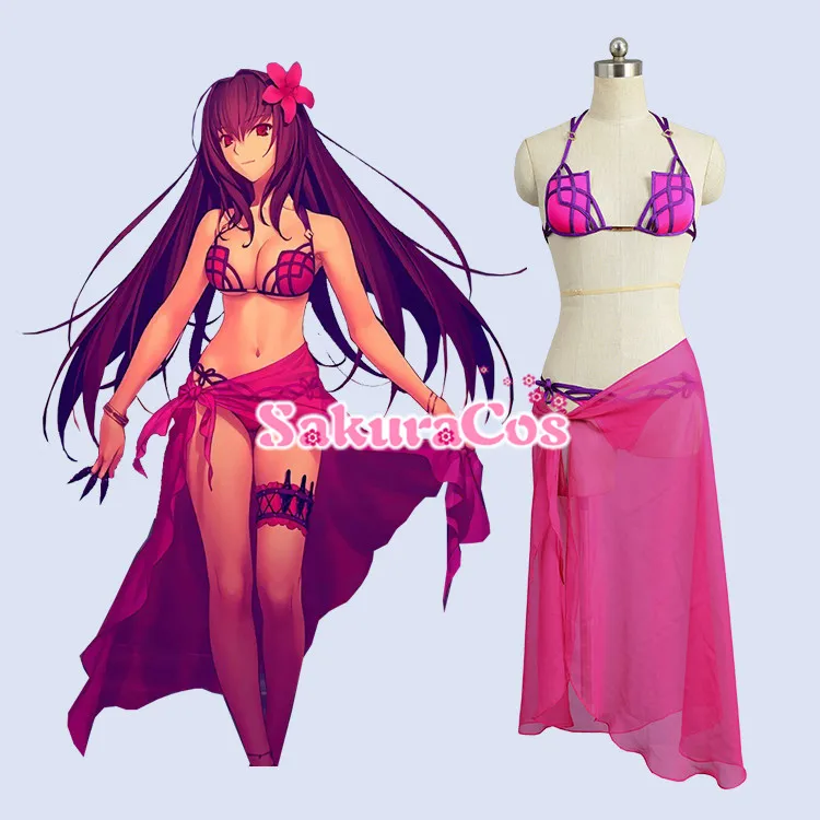 

FGO Fate Grand Order Scathach cosplay costume swimsuit swimdress Carnival Anime clothes pool party sexy bikini cosplay