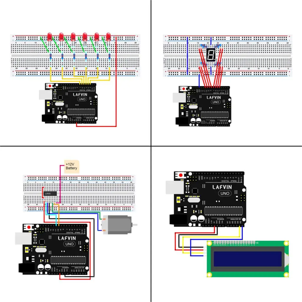 Стартовый комплект LAFVIN Super Starter Kit включает доску Uno R3 ЖК дисплей 1602 IIC с обучающим