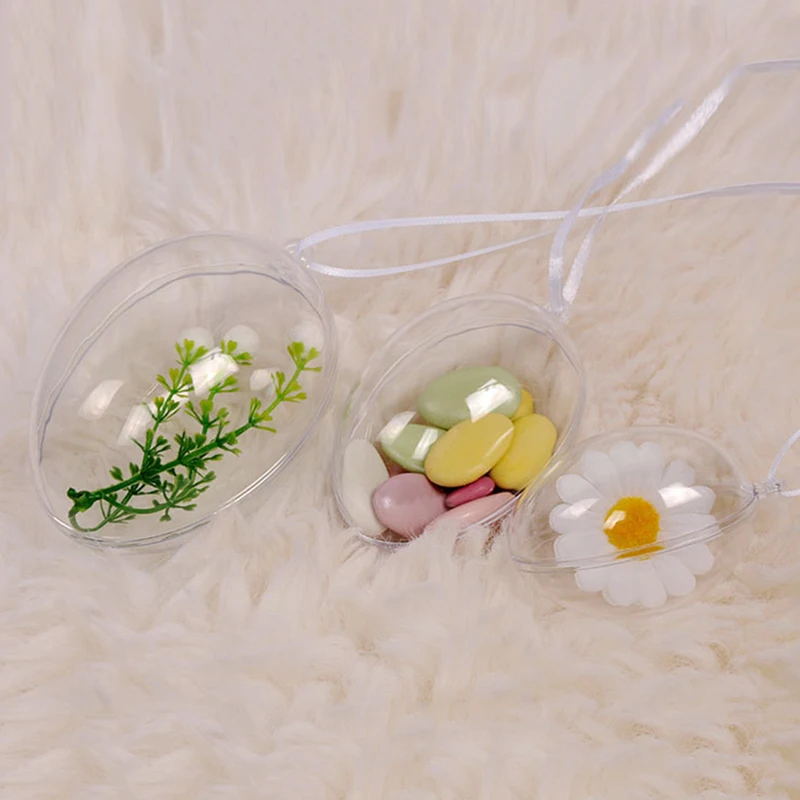 10pcs Easter Transparent Egg Plastic Clear Ornament Party Wedding Hanging Decorations Ball Kid Favors Candy Gift Box Flowers | Дом и сад