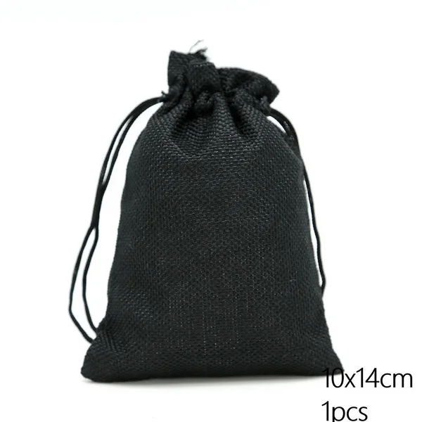 Black Хлопковые льняные Подарочные мешки 10x14 см для упаковки ювелирных изделий, мешочек для смартфонов, сумок, для Одежда для свадьбы, дня рождения ожерелье «леденец» 9 Цвета - Цвет: Black