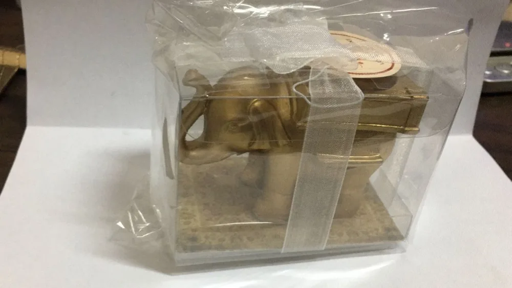 Wedding favors and wedding decoration-- Golden &quotLucky Elephant&quot Tea Light Candle Holder party favor gifts 100pcs/lot |