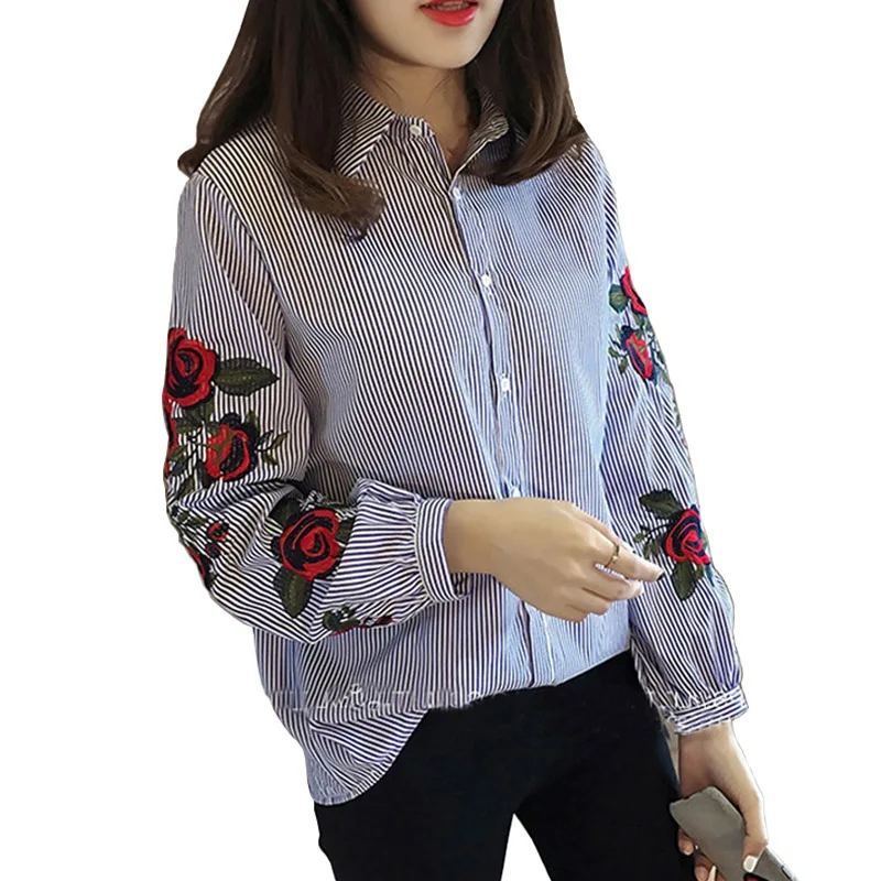 Для женщин блузки Blusa feminina дамы цветочной вышивкой блузка Фонари Повседневная