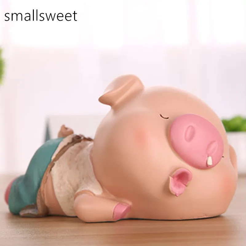 Свинья лежа осанка дома Смола ремесла украшения копилка коробка для денег монета