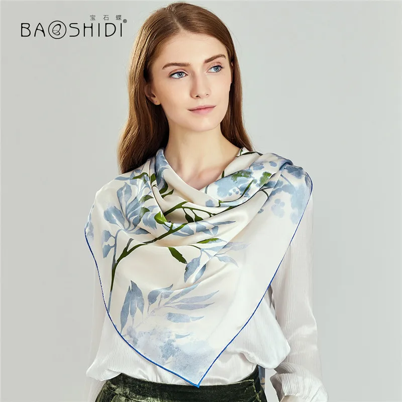 [BAOSHIDI] Осень 16 момме шелковый шарф, бесконечность 106*106 шарфы женские, роскошный бренд леди шаль, мода чистый Шелковый шарф - Цвет: 1021170481
